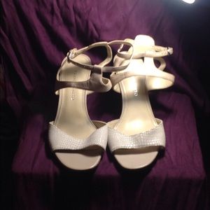 Croc embossed  ankle strapped heels